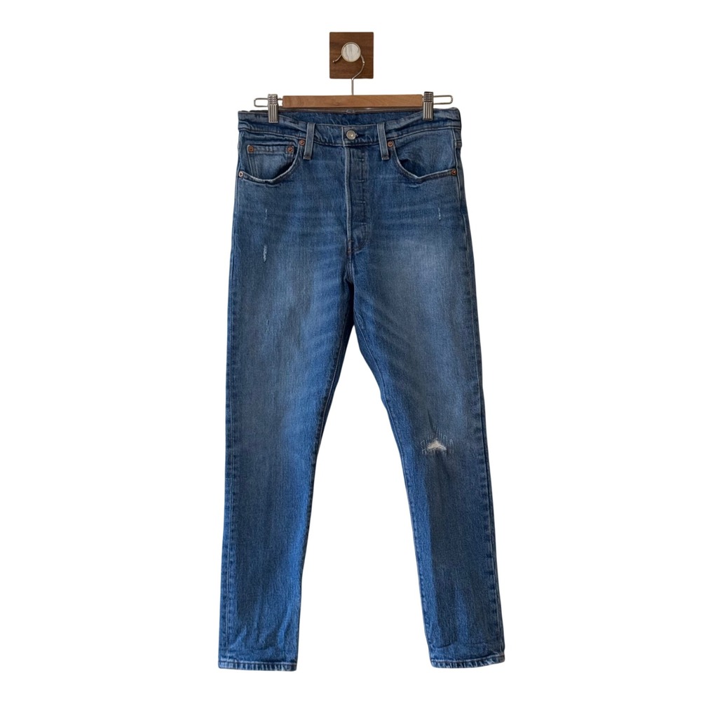 Levis 501 S Skinny Jeans Womens 29x28 Blue High Rise Button Fly 2
